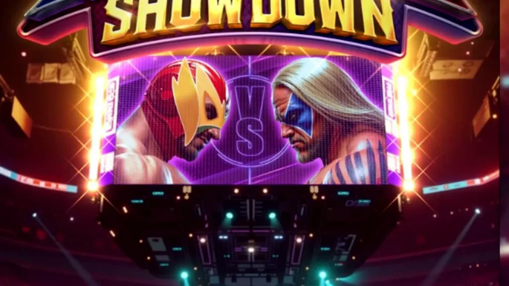Lutadores de wrestling em um ringue de slot